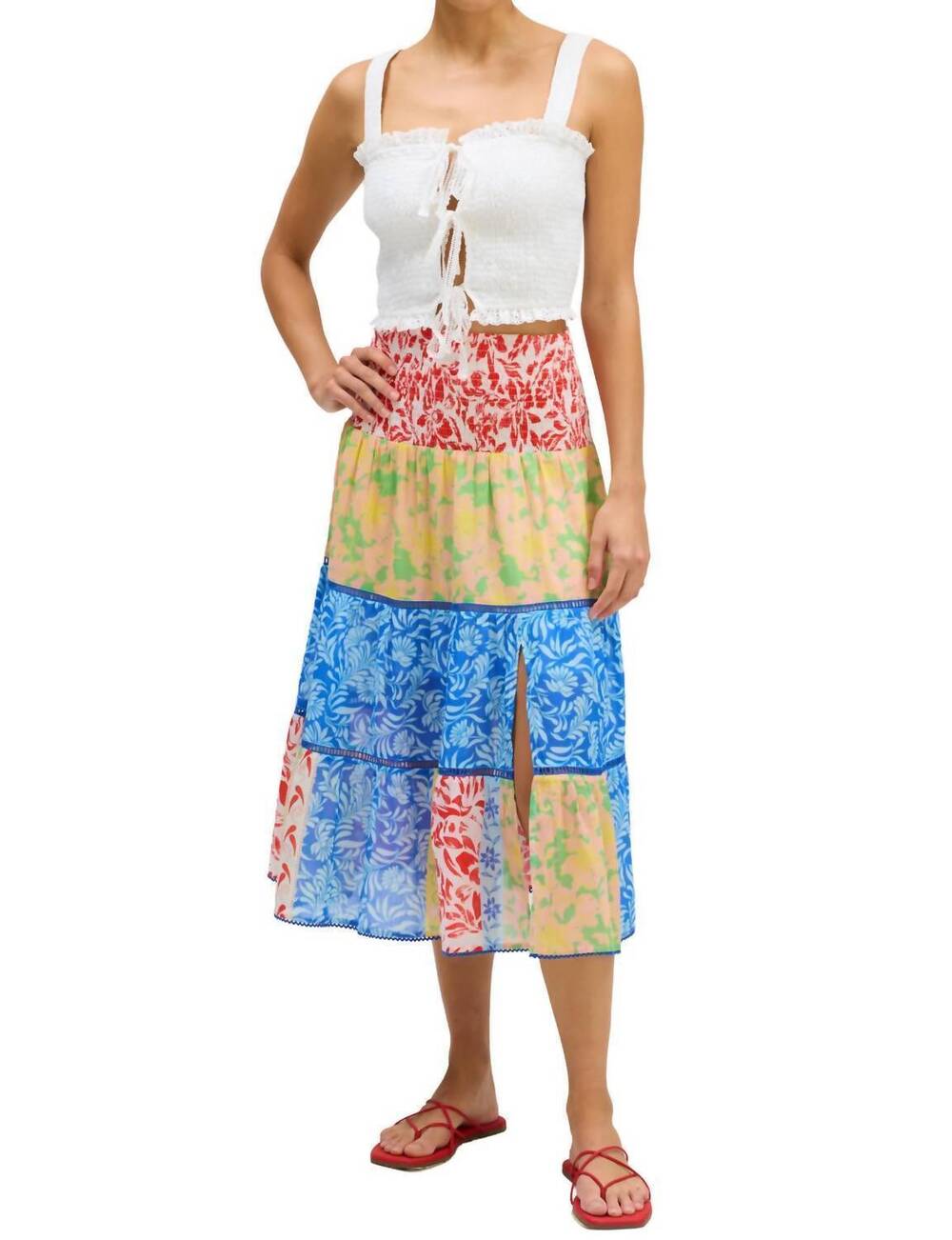NEW ALLISON NEW YORK chase midi skirt in mixed print